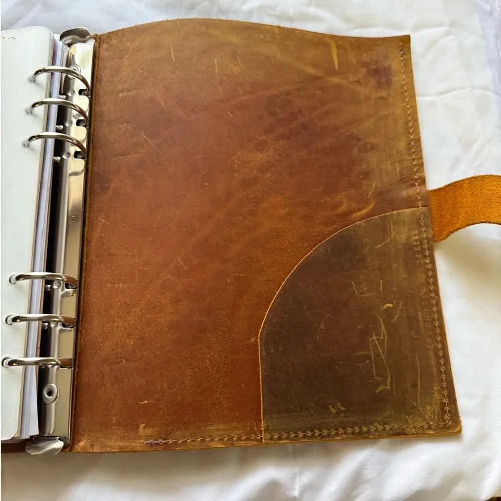 Leather Ring Binder Journal Organizer - Brown